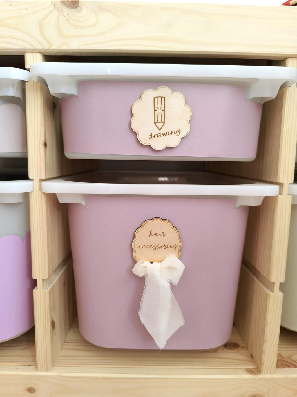 Holzschilder für Trofast Regal oder Boxen Holzetikett Schrank Organisation Schilder Holzetiketten mit Beschriftung für das Kinderzimmer Mädchen Etikett