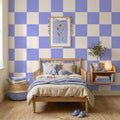 White & Blue Checkered Nursery Wallpaper Toddler Bedroom Wallpaper