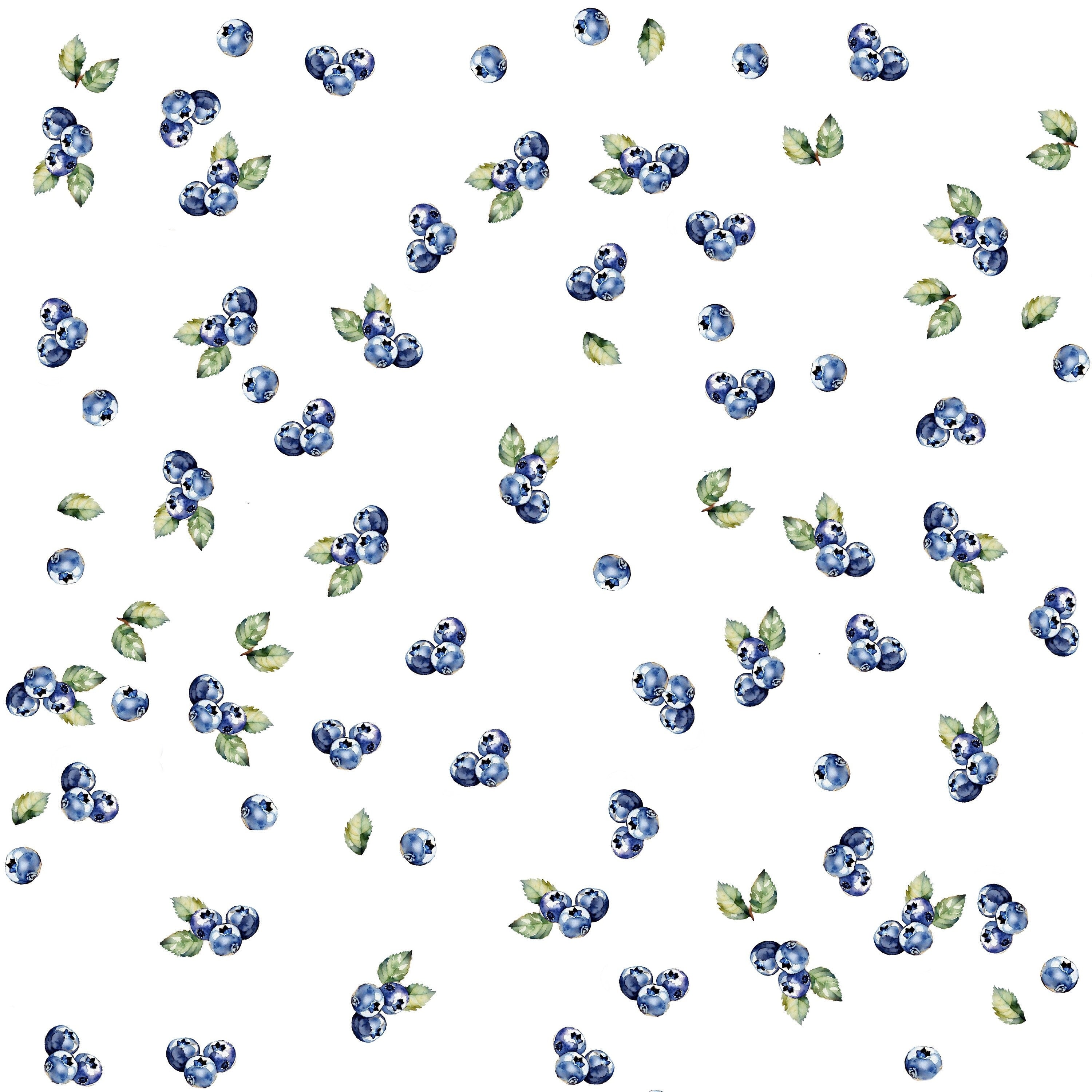 BLUEBERRIES fabric blueberries watercolor fabric botanical fabric summer fabric blueberry art fabric summer fruit fabric woodland fabric