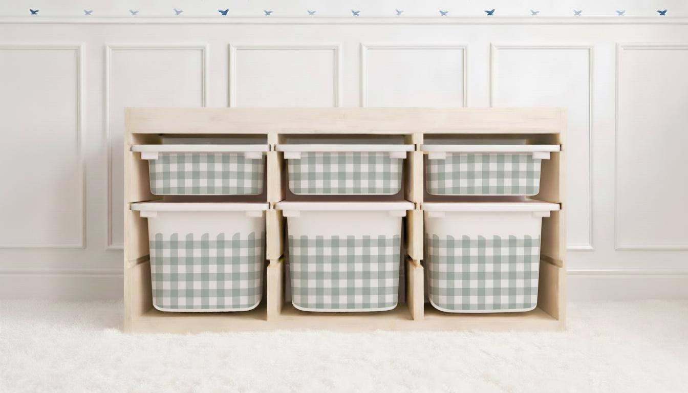 Gingham Scallop TROFAST Aufkleber Gewellte Ikea Trofast karierte Folie Ikea Trofast Aufkleber Trofast Spielzimmer Aufkleber Trofast Buffalo Check