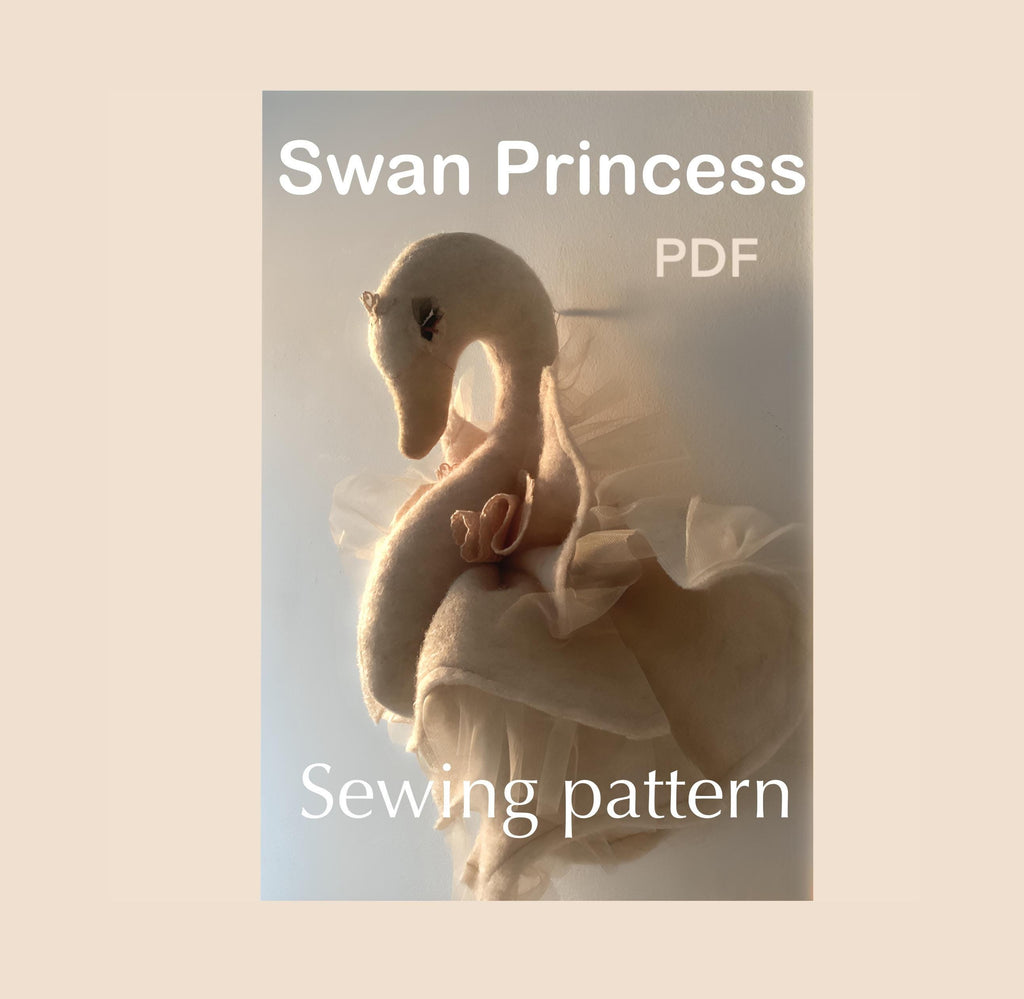 Schwanenprinzessin Schnittmuster digital Schwan Näh-Anleitung Schwan Trophäe Näh-Anleitung PDF Schwan Wanddeko Sofortdownload Schwan Wandbehang Nähanleitung