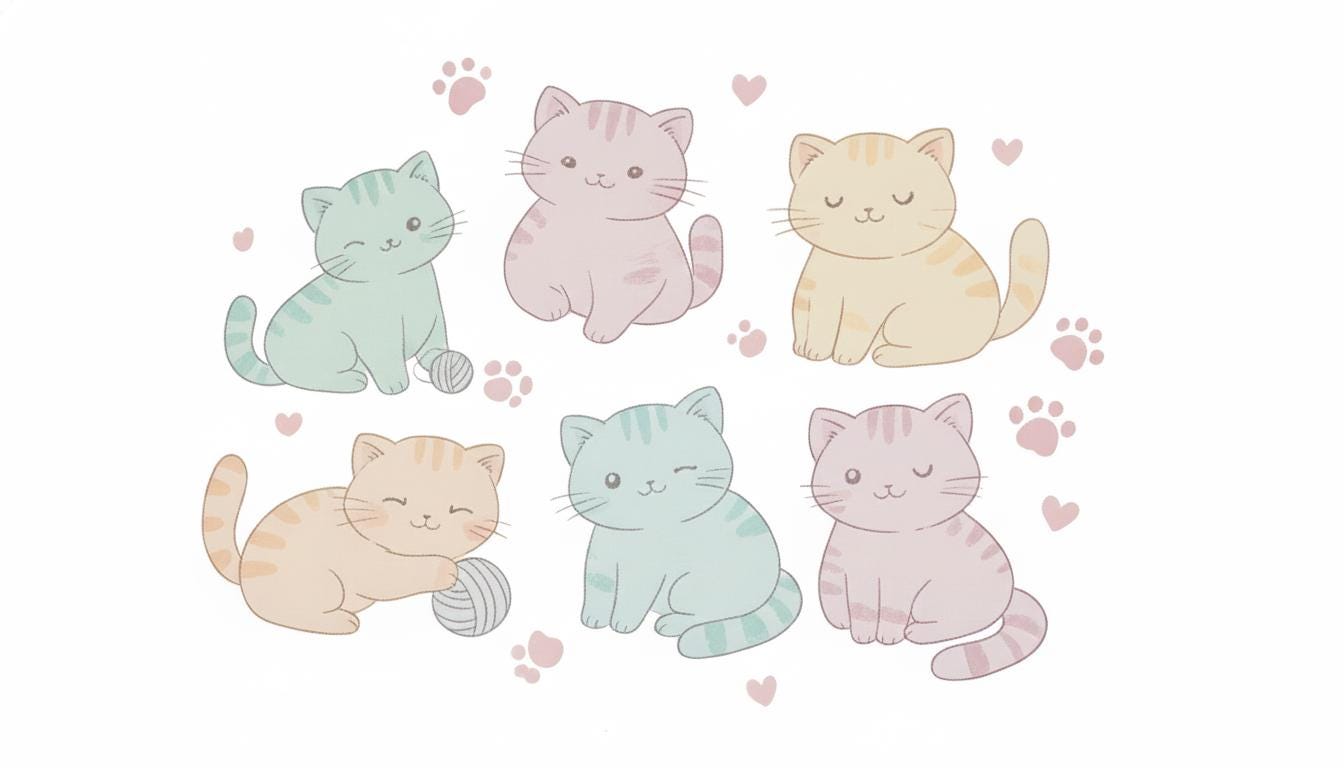 Pastel Cats IKEA KURA Decals cats Kura Bed Stickers Kura Decal bunk bed kitten Vinyl Ikea girl Bunk Bed  Decals for Ikea Kura pastel color