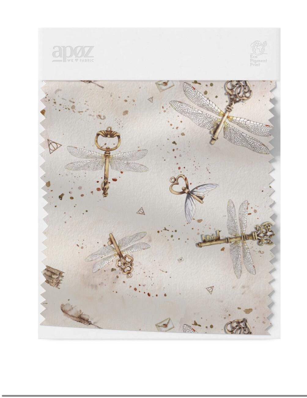 MAGIC KEY Stoff Cremefarbener Stoff Zauberschule Stoff Halloween Stoff Zauberer Stoff Bettwäsche Baumwollstoff für Babys Stoff für Decken