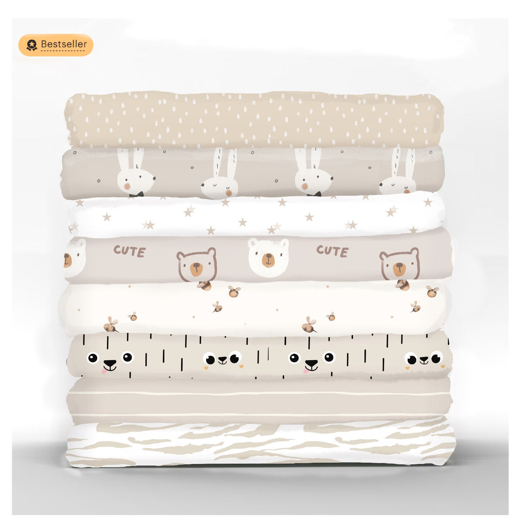 Geschlechtsneutrale Baumwoll-Fat Quarters – Natur Beige Rouge Wald Skandinavische Kollektion Petal Baumwoll-Mix & Match Fat Quarters Quiltstoff