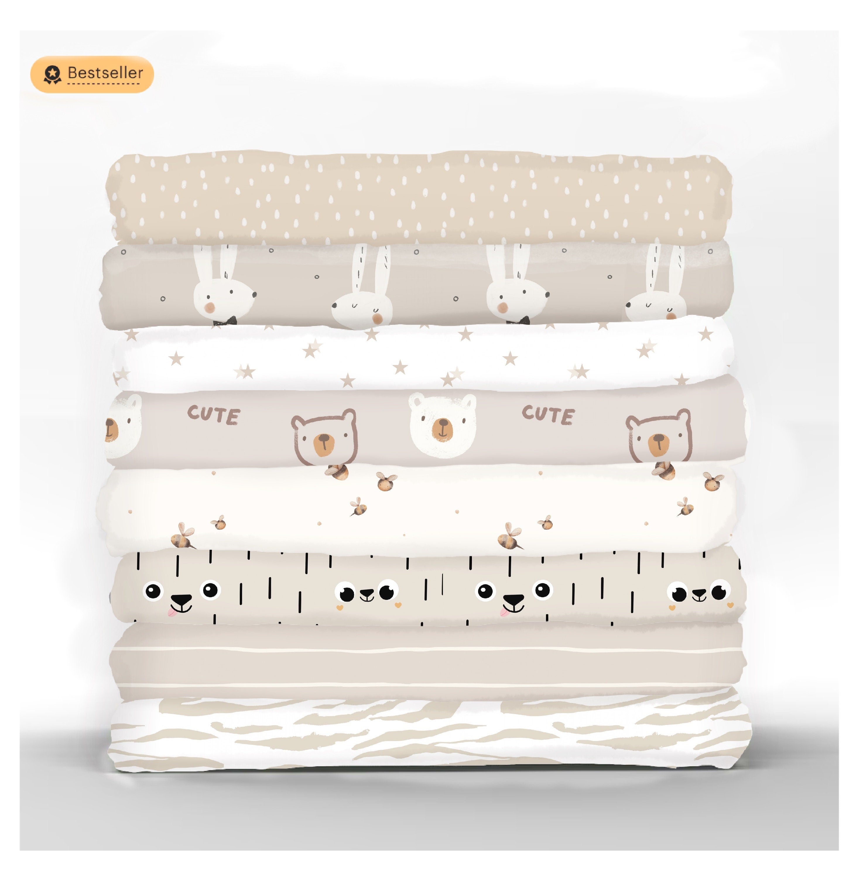 Geschlechtsneutrale Baumwoll-Fat Quarters – Natur Beige Rouge Wald Skandinavische Kollektion Petal Baumwoll-Mix & Match Fat Quarters Quiltstoff