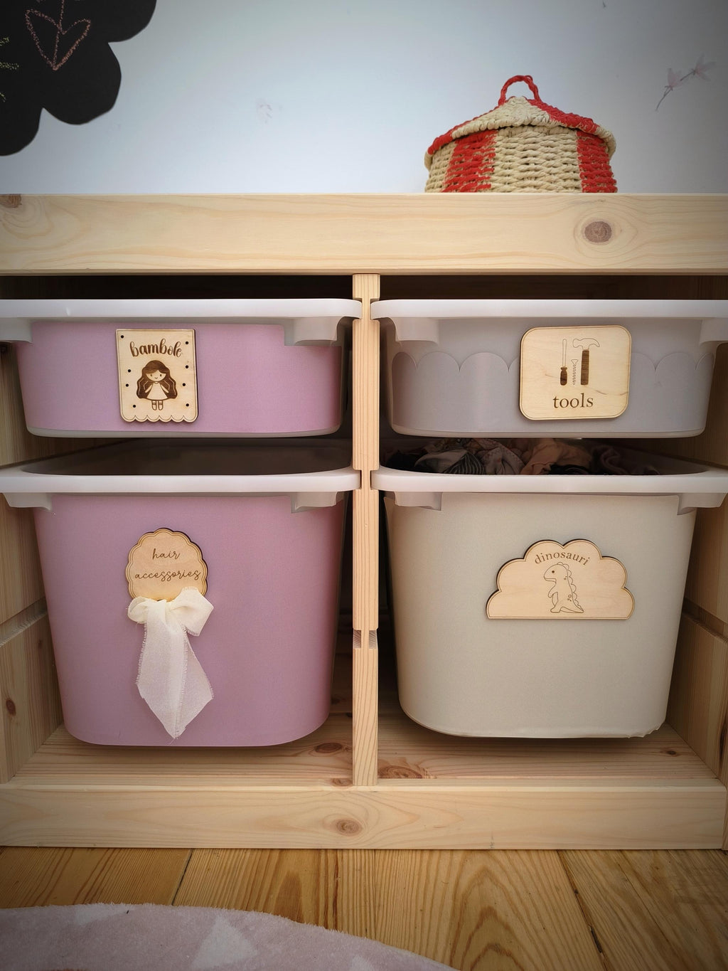 Holzschilder für Trofast Regal oder Boxen Holzetikett Schrank Organisation Schilder Holzetiketten mit Beschriftung für das Kinderzimmer Mädchen Etikett