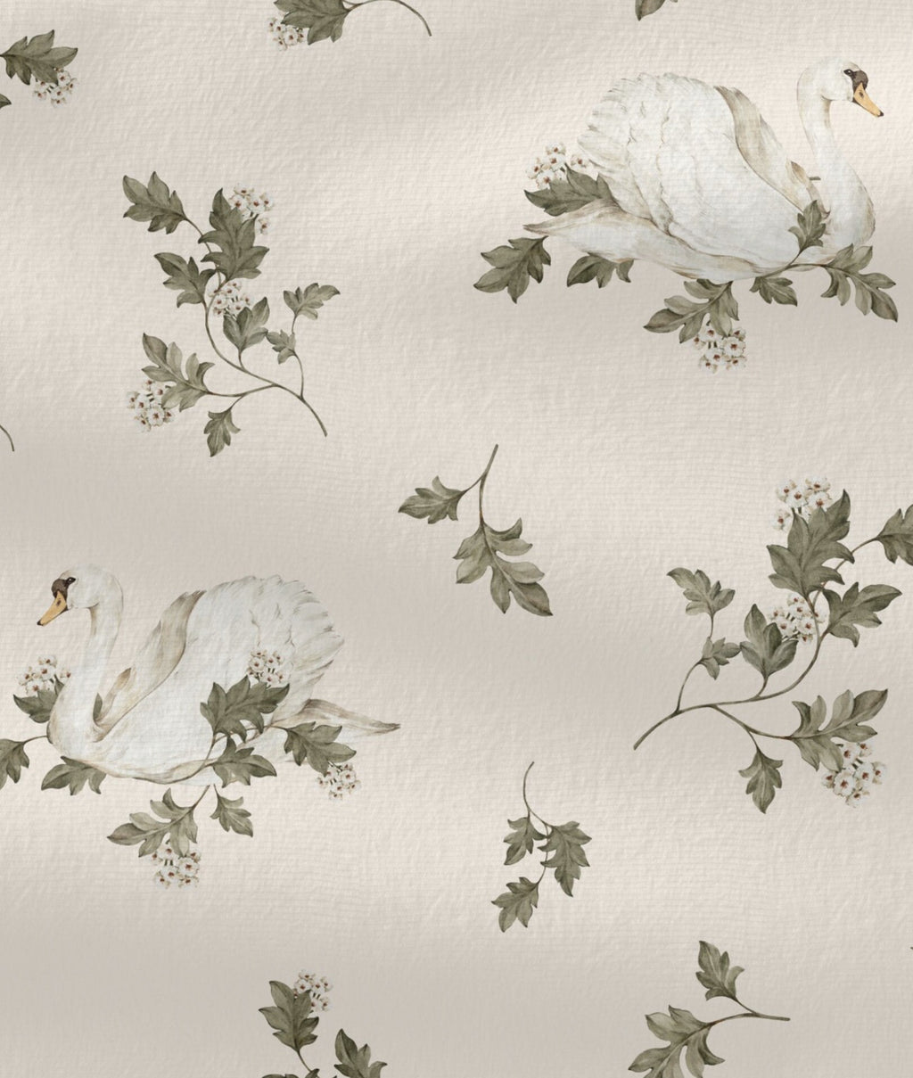 WOODLAND SWANS Stoffpaket Mix & Match WOODLAND Salbeigrün Baumwollstoff Meterware Quilting Cotton Mix Match Salbeifarbene Blumen Salbeifarbene Vögel