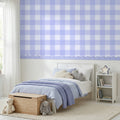 Blue & White Gingham Check Wallpaper with Scallop Border | Kids Bedroom Nursery Wallpaper | Boys Girls Toddler Room Feature Wall | Classic Cottage Wainscoting Half-Wall Decor