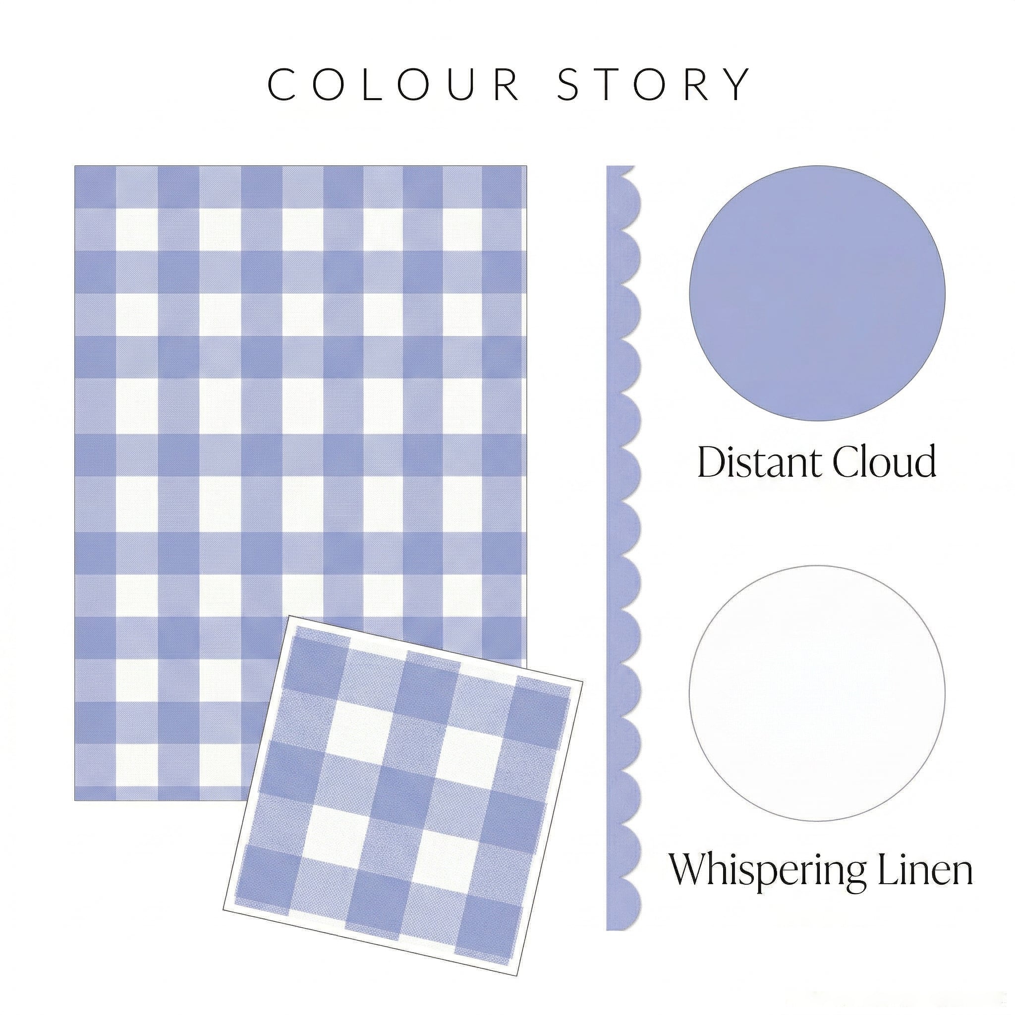 Blue & White Gingham Check Wallpaper with Scallop Border | Kids Bedroom Nursery Wallpaper | Boys Girls Toddler Room Feature Wall | Classic Cottage Wainscoting Half-Wall Decor