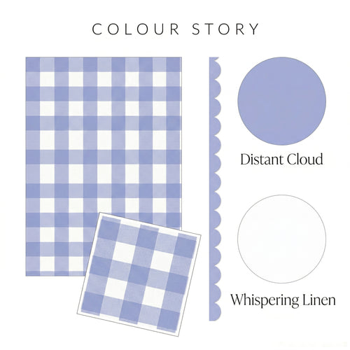 Blue & White Gingham Check Wallpaper with Scallop Border | Kids Bedroom Nursery Wallpaper | Boys Girls Toddler Room Feature Wall | Classic Cottage Wainscoting Half-Wall Decor