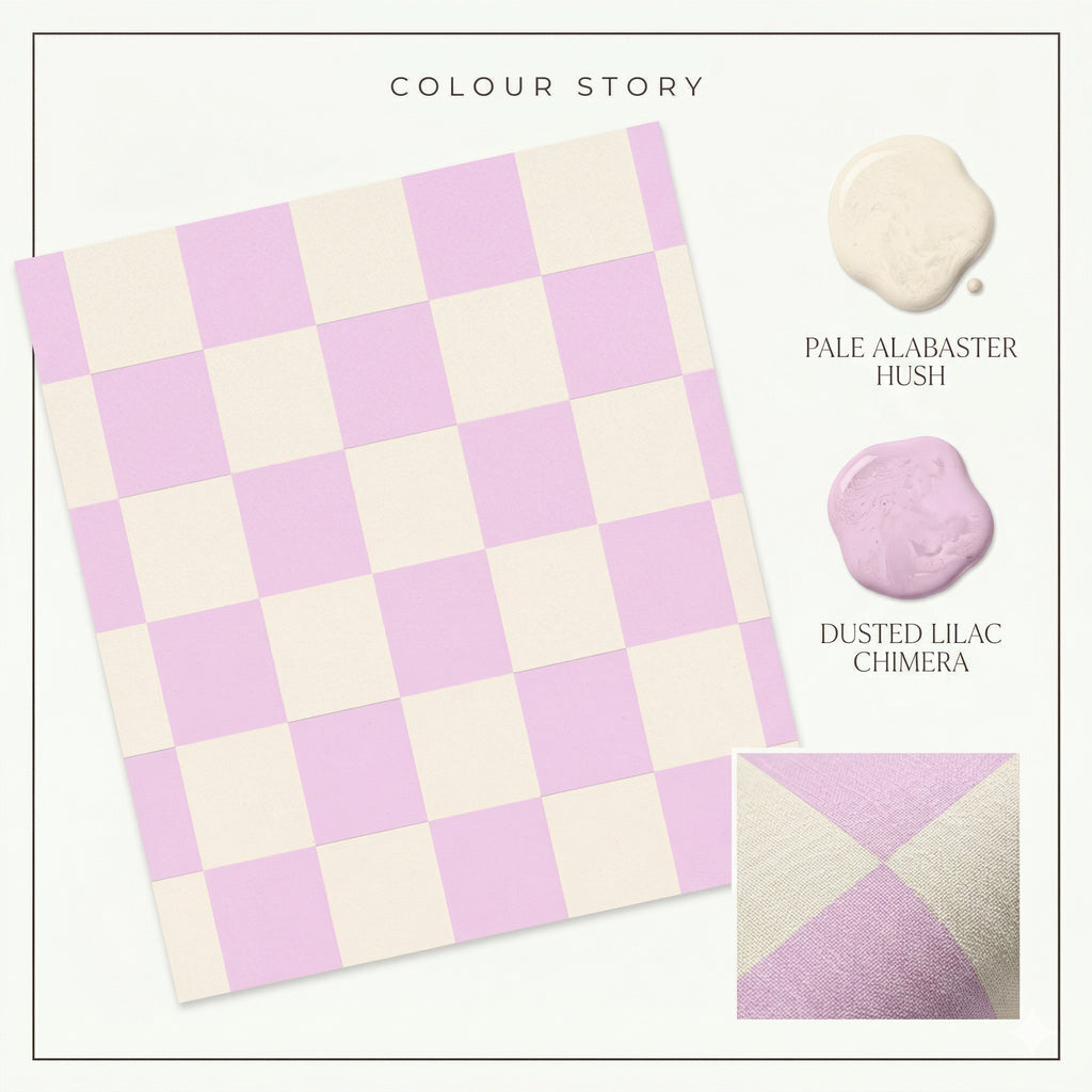 White & Pink Checkered Nursery Wallpaper Toddler Bedroom Wallpaper