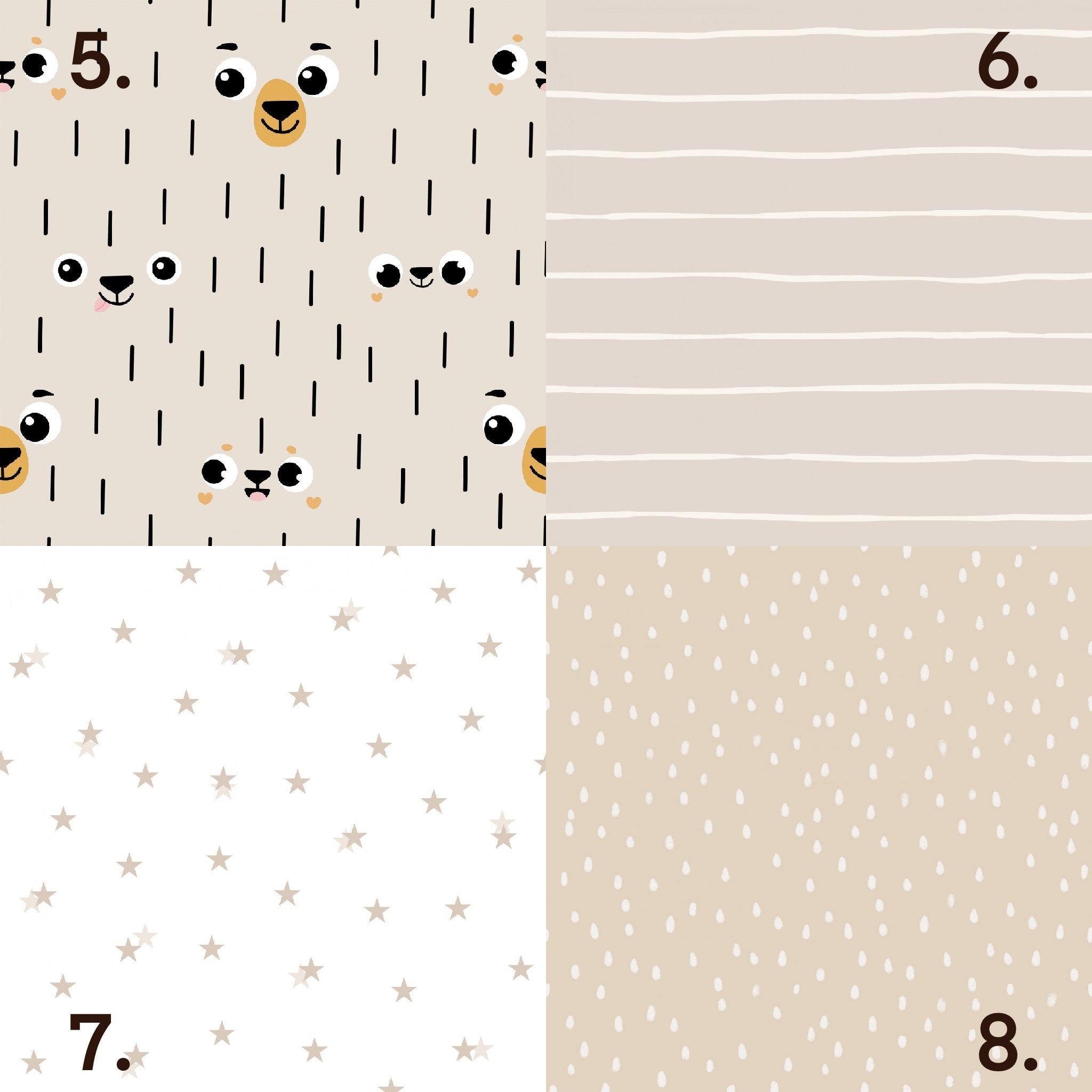 Geschlechtsneutrale Baumwoll-Fat Quarters – Natur Beige Rouge Wald Skandinavische Kollektion Petal Baumwoll-Mix & Match Fat Quarters Quiltstoff