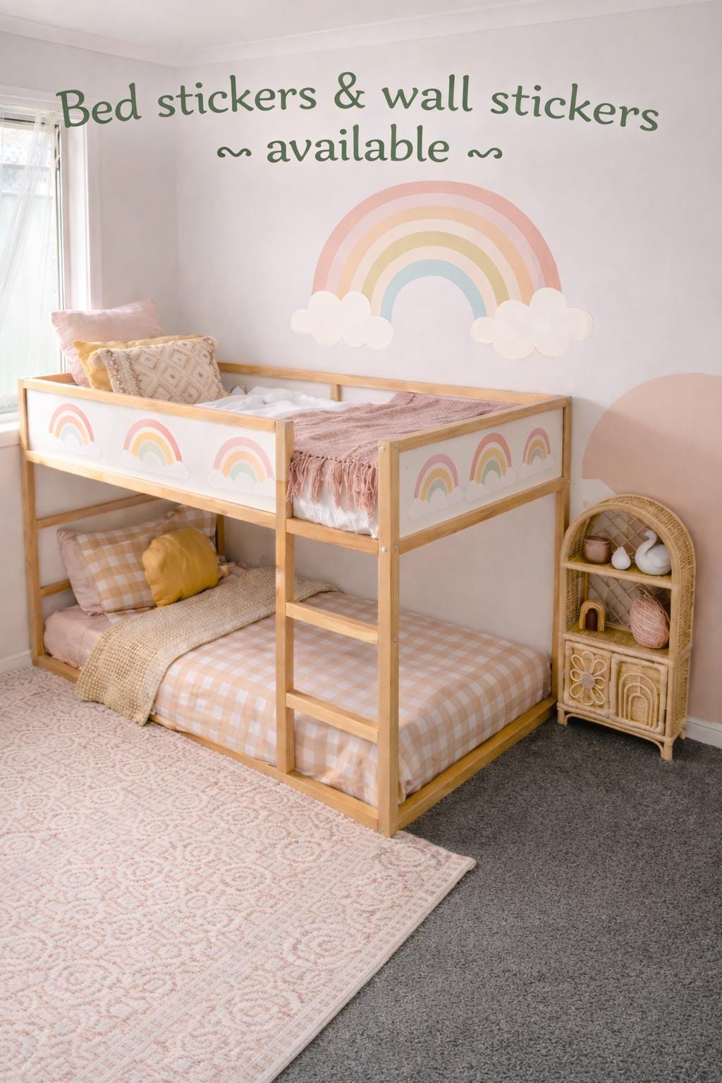Rainbow IKEA KURA Decals rainbow Kura Bed Stickers Kura Decal bunk bed Removable Vinyl Ikea girl Bunk Bed  Decals for Ikea Kura pastel color