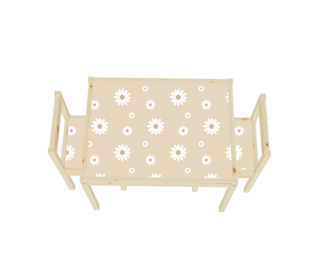 Gänseblümchen-Tischmöbelaufkleber für IKEA Latt-Tisch, Gänseblümchen-Abziehbilder für niedliche Blumenaufkleber für Möbel, Blumenaufkleber Baby Blumenmuster