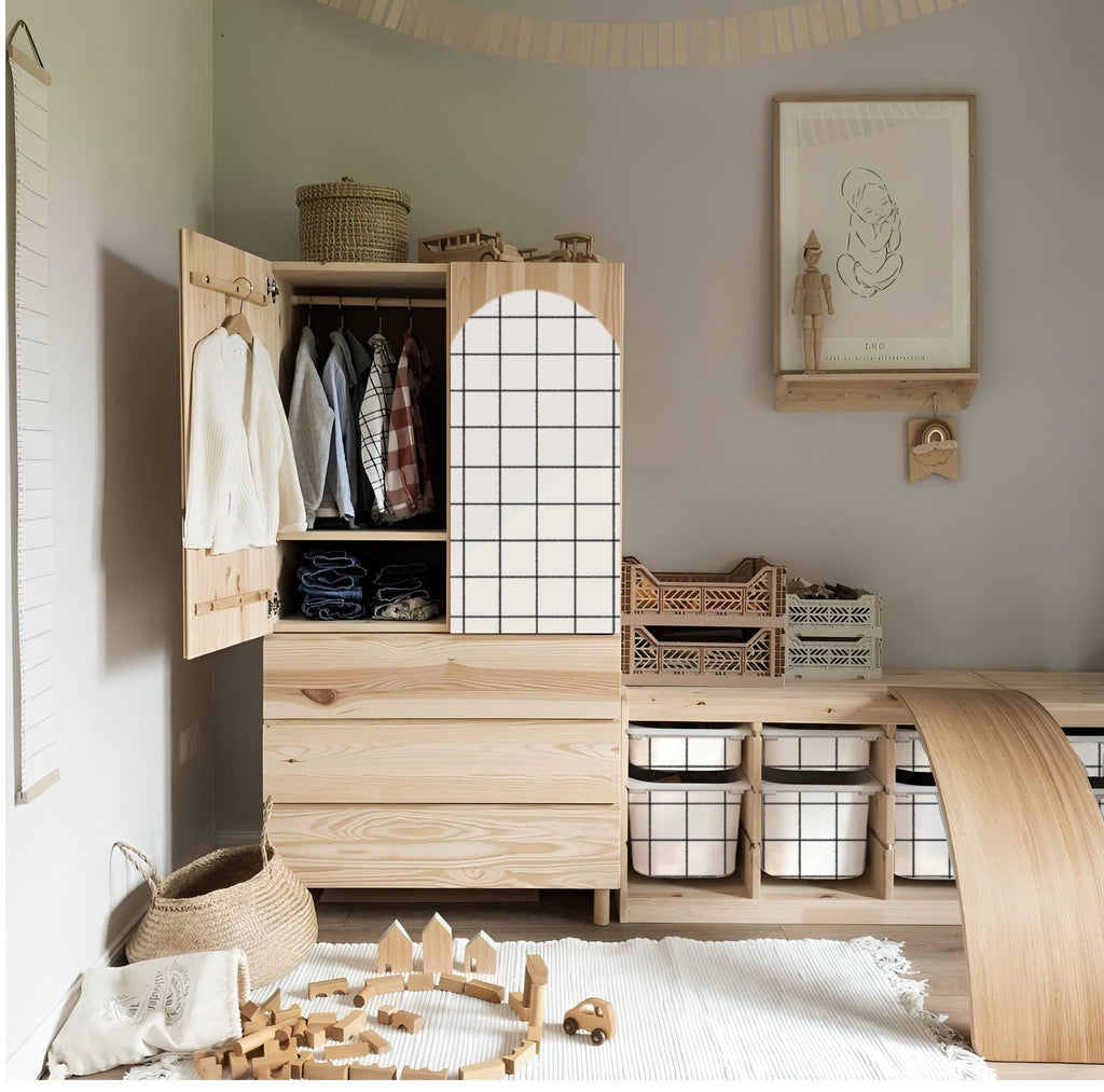 Schwarz-weiße Schachbrettmuster Aufkleber TROFAST Gitter IKEA TROFAST Vinylfolien IKEA Trofast Aufkleber Trofast Spielzimmer Aufbewahrungsaufkleber Schachmuster