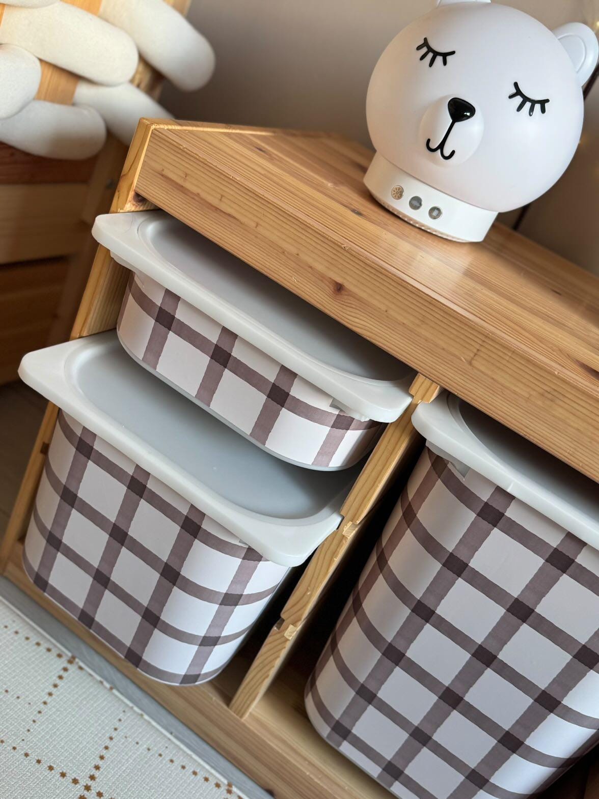 Brown Gingham Check Sticker for Trofast Decals in brown check pattern Ikea Trofast stickers