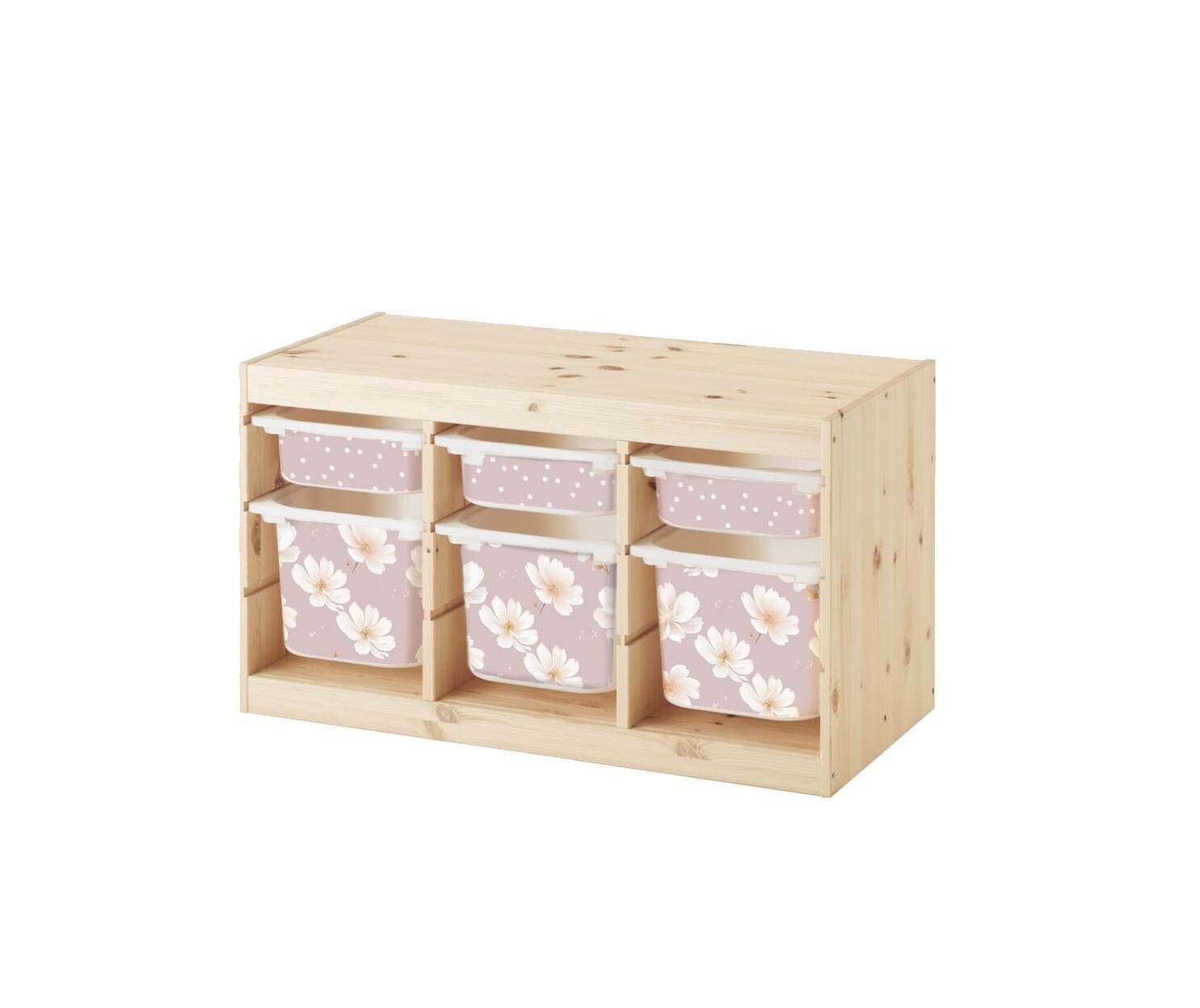 TROFAST Aufkleber Rouge Rosa TROFAST Magnolie Blume Vinyl Folie Ikea Trofast Aufkleber Blumen Trofast Spielzeugaufbewahrung Aufkleber Dekor Rosa Dusty Trofast