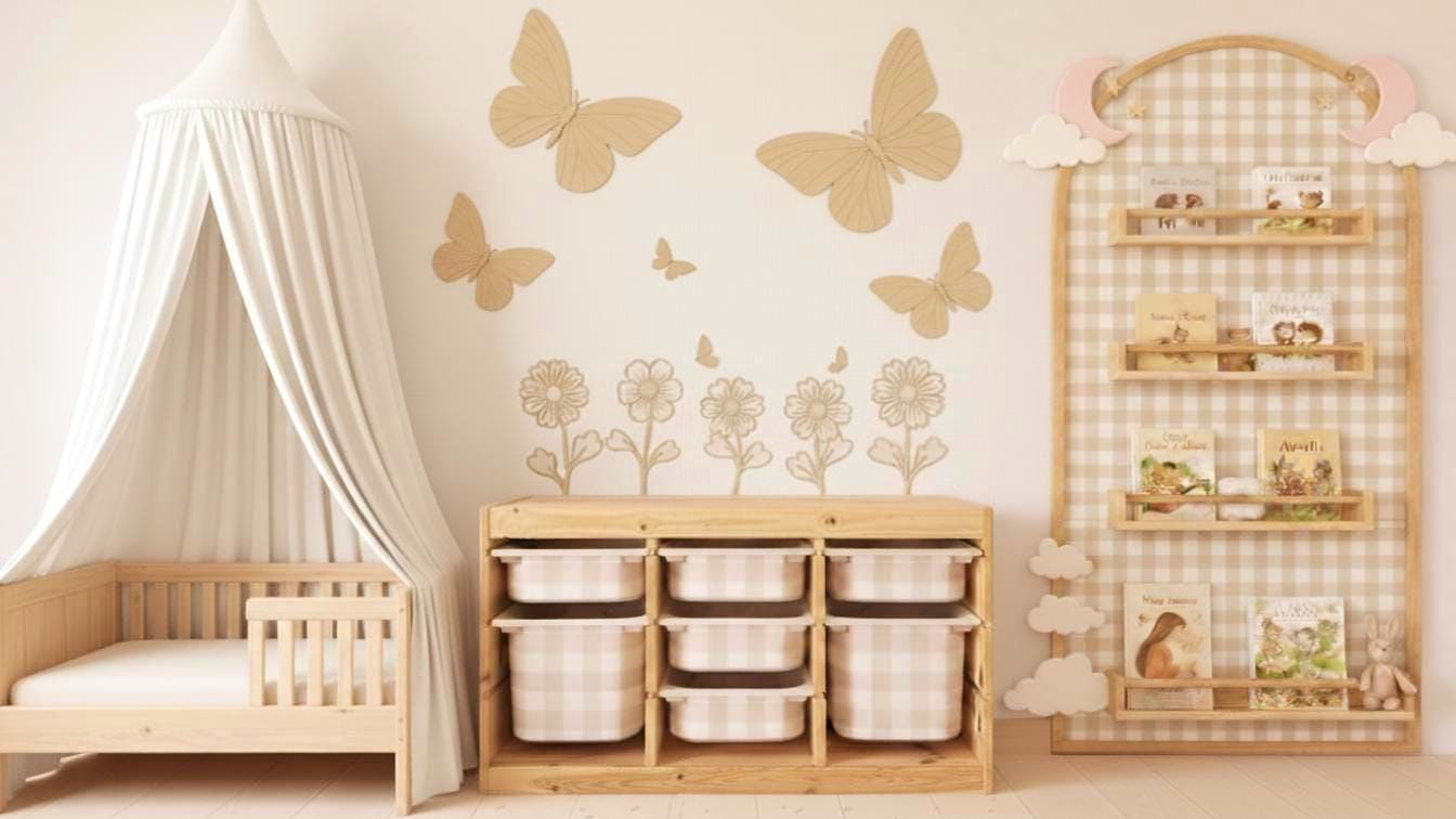 BEIGE Gingham check Trofast Stickers Gingham Trofast wraca Gingham check decals Ikea furniture sticker storage buffalo check ikea sticker