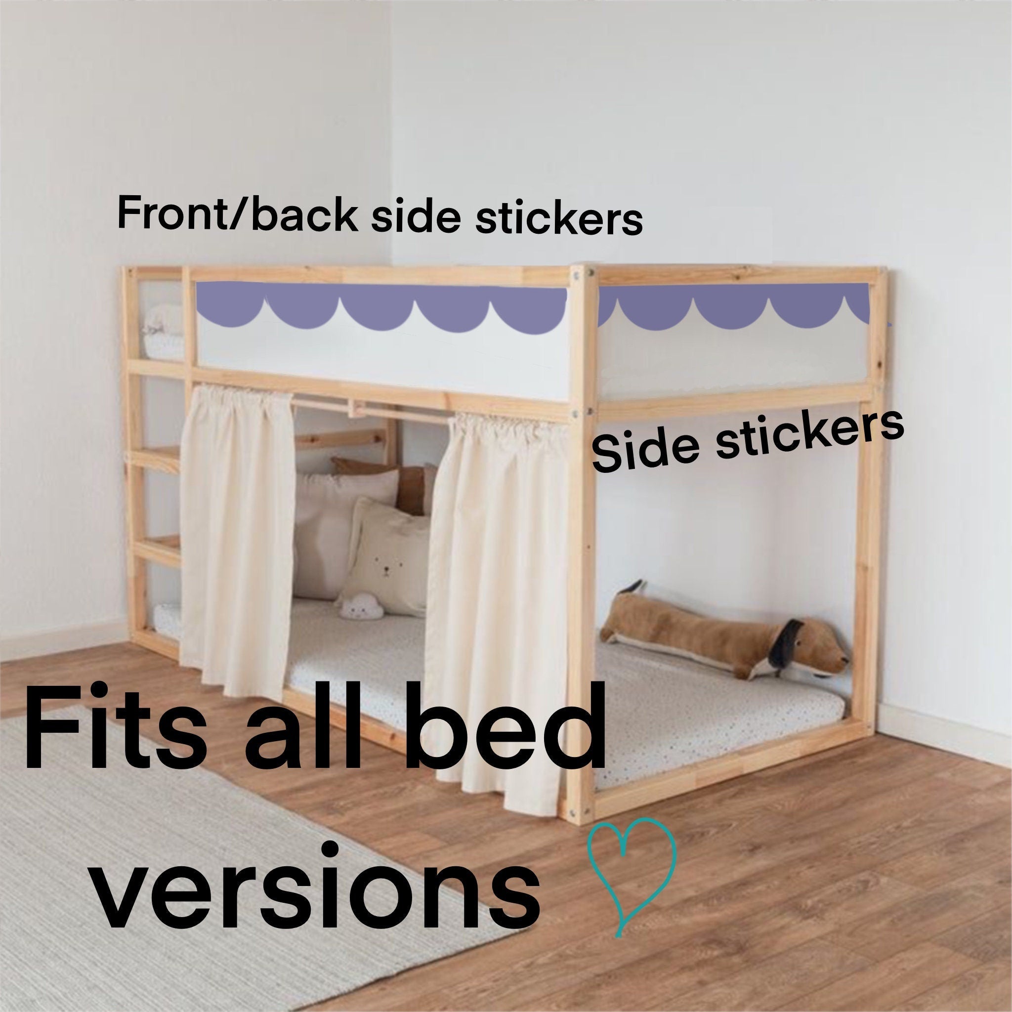 SCALLOP Bettaufkleber Kura Kinderbett Ikea Kura Bett Möbelfolie IKEA Aufkleber scallop Kura Aufkleber Ikea Kura mint Bettaufkleber KURA Aufkleber