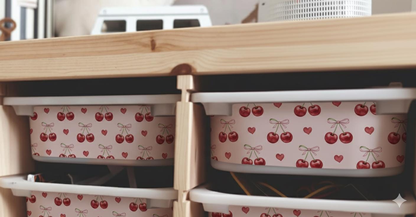 Retro Kirsche Trofast Aufkleber Trofast Frucht Decals Ikea Möbel Aufkleber lustige Aufbewahrung bunter Kirschaufkleber Kirschen Folie Kirschenfolie Ikea