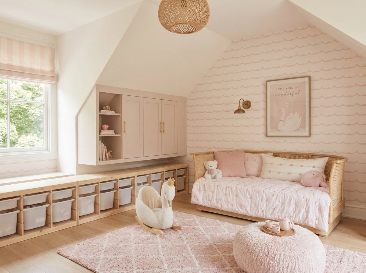 Soft Pink Waves Traditional Paper Wallpaper Matte Finish Stripe Size: 100x280 cm
