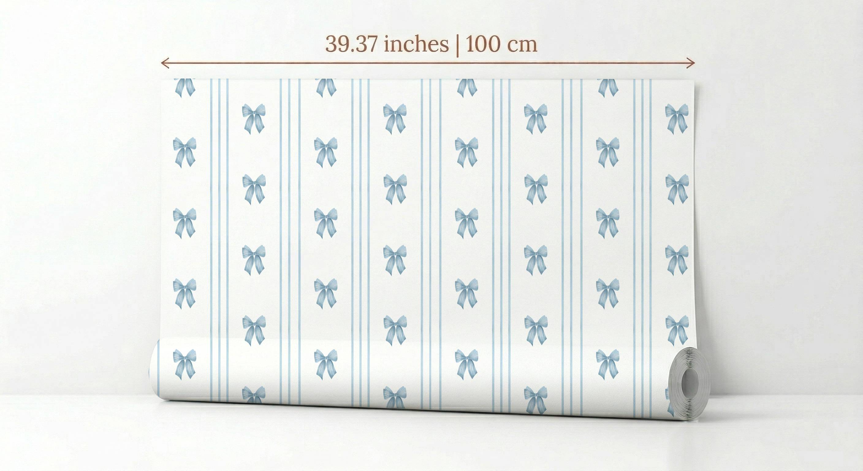 Bow & Triple Stripe Coquette Wallpaper| Coquette Kids Room Nursery Wallpaper | Removable Girls Bedroom Feature Wall | Vintage Inspired Baby Room Decor