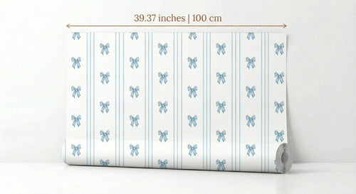 Bow & Triple Stripe Coquette Wallpaper| Coquette Kids Room Nursery Wallpaper | Removable Girls Bedroom Feature Wall | Vintage Inspired Baby Room Decor