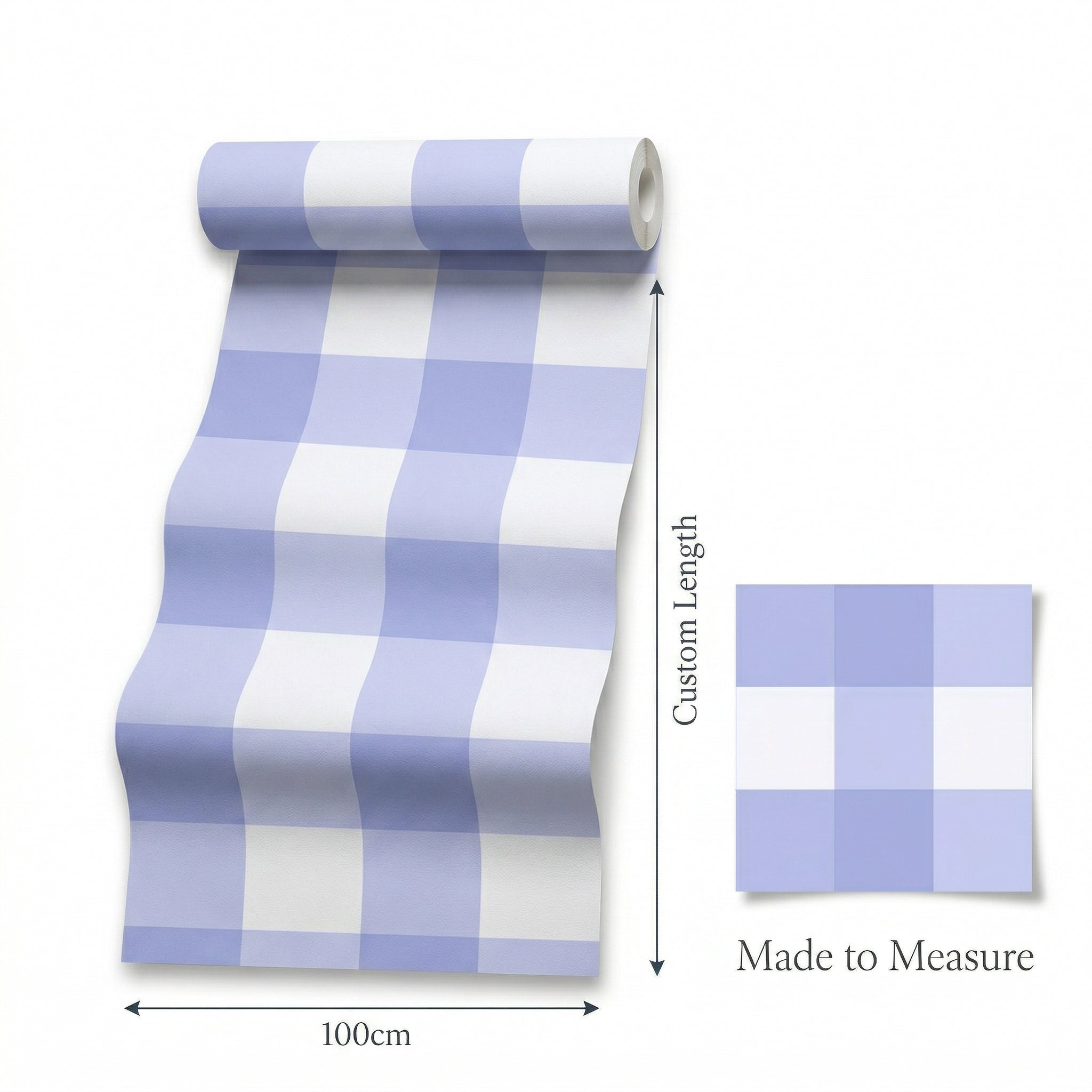Blue & White Gingham Check Wallpaper with Scallop Border | Kids Bedroom Nursery Wallpaper | Boys Girls Toddler Room Feature Wall | Classic Cottage Wainscoting Half-Wall Decor