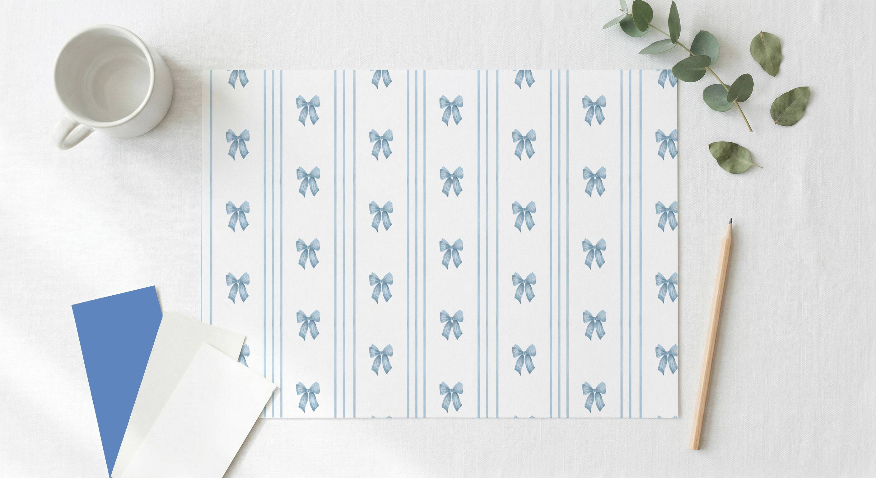Bow & Triple Stripe Coquette Wallpaper| Coquette Kids Room Nursery Wallpaper | Removable Girls Bedroom Feature Wall | Vintage Inspired Baby Room Decor